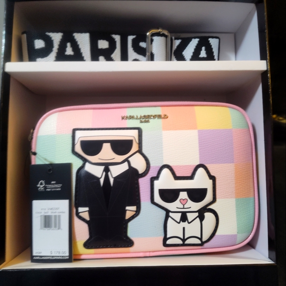 Karl Lagerfeld Pastel Checkered Clutch